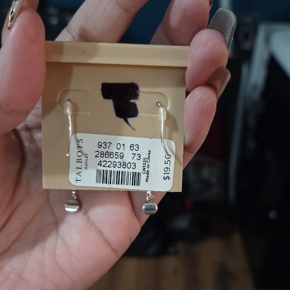 Talbots Black and Silver Drop Earrings - Picture 2 of 2